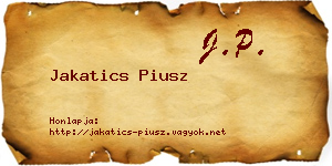 Jakatics Piusz névjegykártya